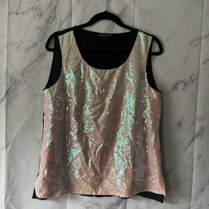 JONES NEW YORK COLLECTION - PINK IRIDESCENT SEQUIN BLOUSE TOP WOMENS 12